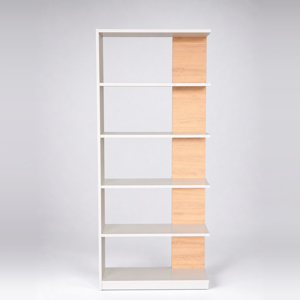 Biblioteca en melamínico · estantes con columna